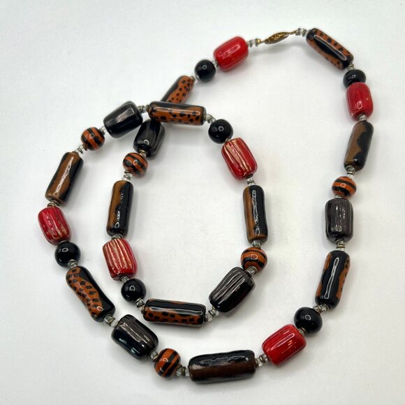 Glazed Trading Beads Vintage Necklace - Picture 6 of 7